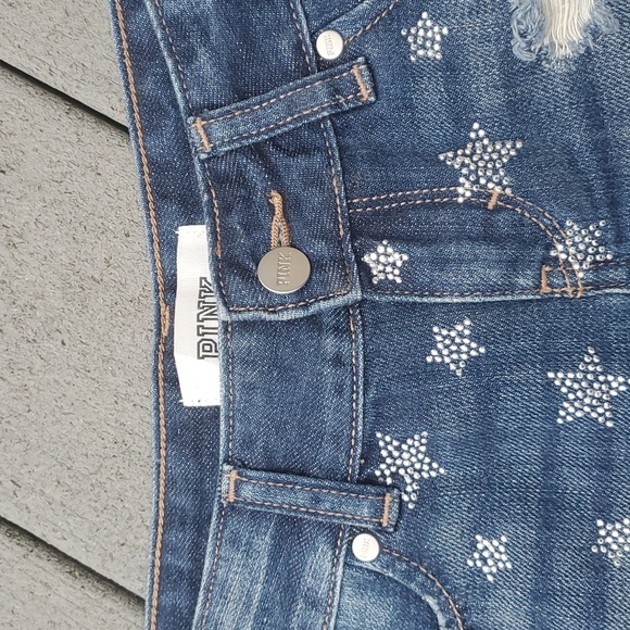 Victoria's Secret PINK Bedazzled Star Distressed Hem Jean Shorts - Picture 4 of 9
